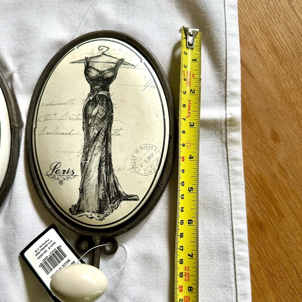 NWT! Elegant Black & White Couture Wall Hooks Set